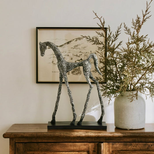 Galloping through time in silver sheen I Styling piece
