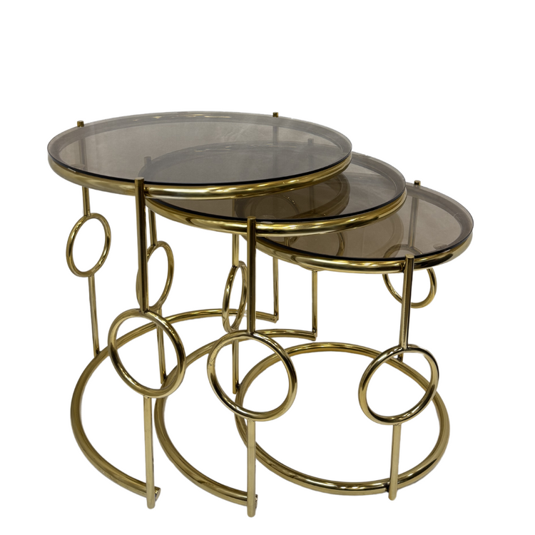 Designed to gather around, nestling tables