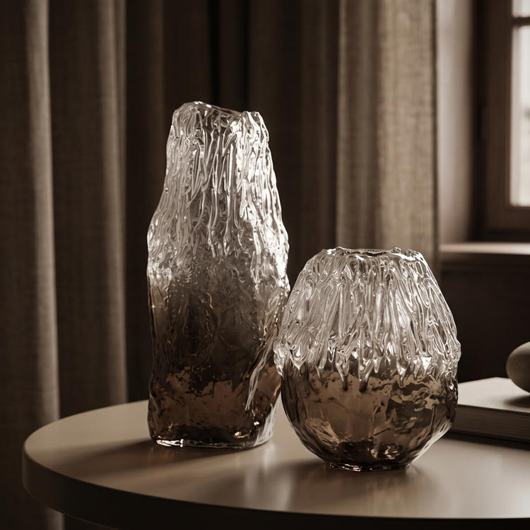 Earthy elegance meets frosted artistry I Vase (Small)